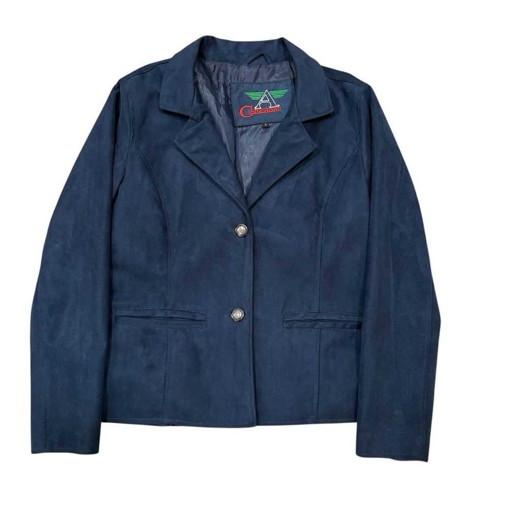 Armani Collezioni Women’s Navy Suede Two Button Blazer Size L
